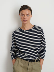 Women | Lakeside Striped Tee | Dark Navy x Natural