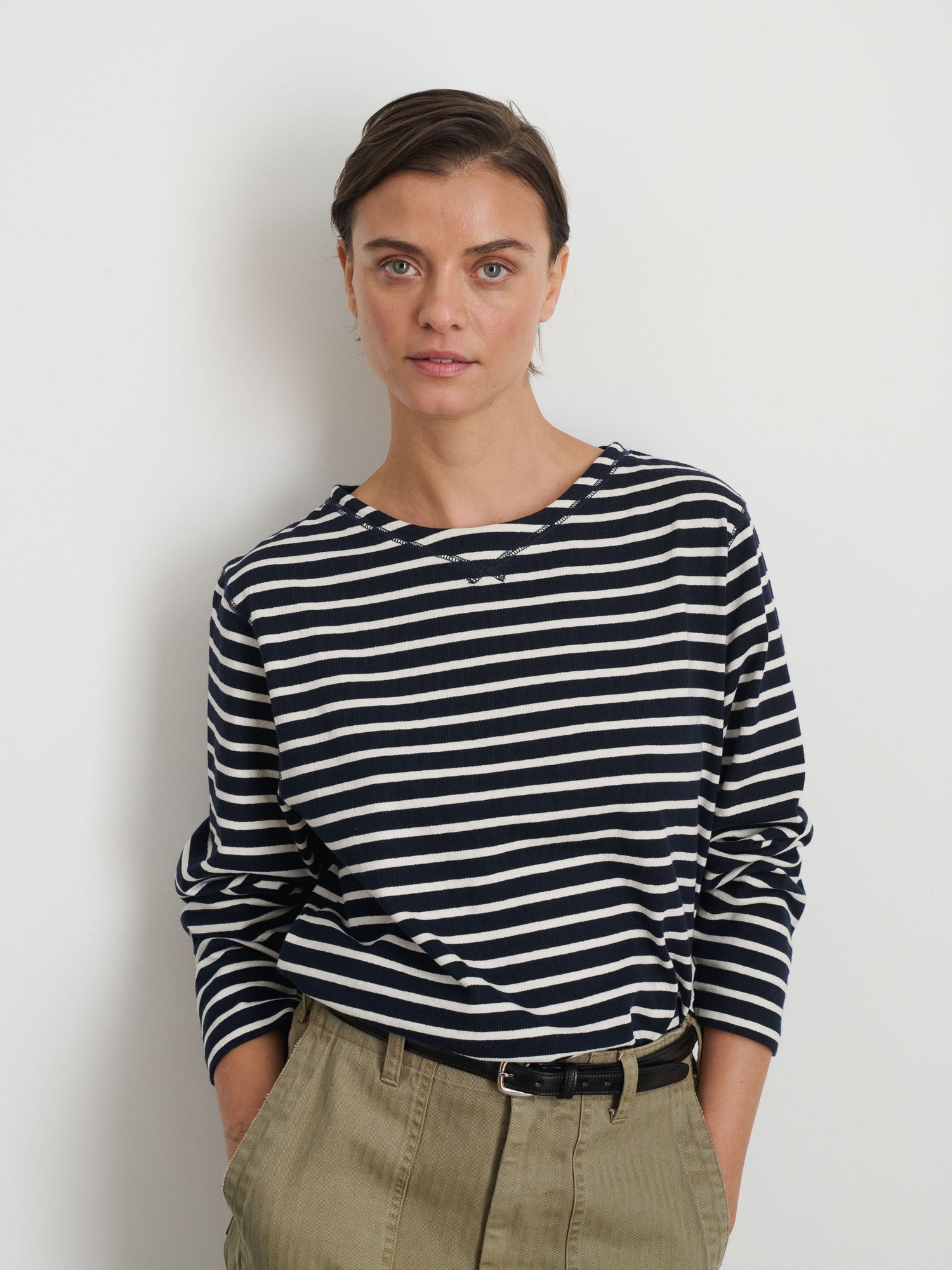 Women | Lakeside Striped Tee | Dark Navy x Natural