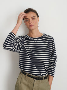 Women | Lakeside Striped Tee | Dark Navy x Natural