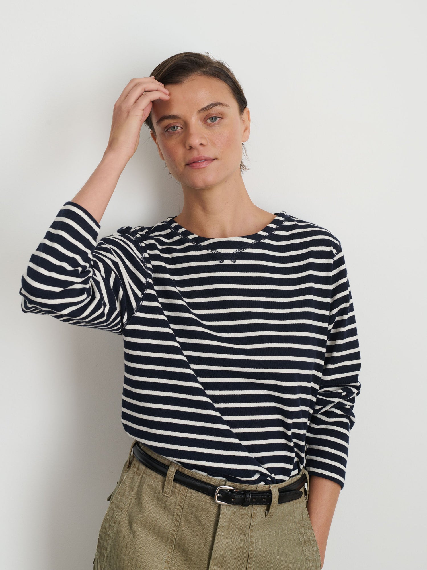 Women | Lakeside Striped Tee | Dark Navy x Natural