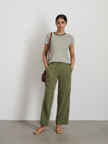 Women | Prospect Striped Tee | Linen Faded Grove x White