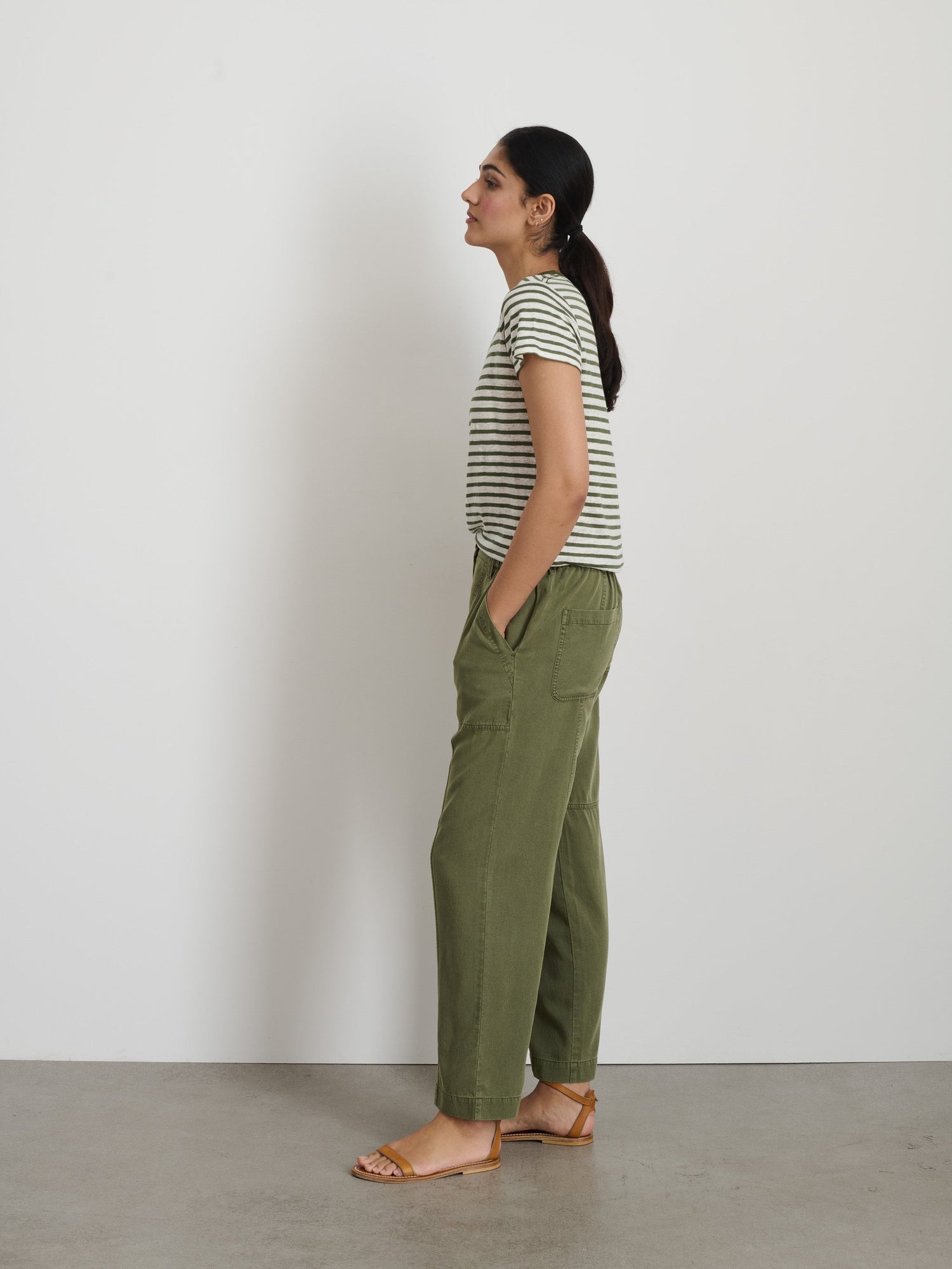 Women | Prospect Striped Tee | Linen Faded Grove x White