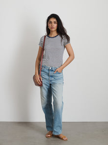 Women | Prospect Striped Tee | Linen Navy x White