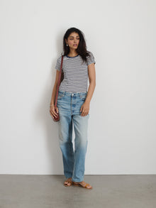 Women | Prospect Striped Tee | Linen Navy x White