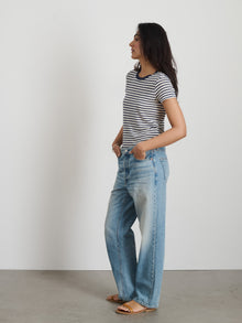Women | Prospect Striped Tee | Linen Navy x White