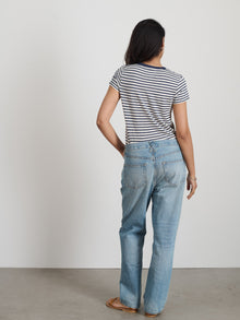 Women | Prospect Striped Tee | Linen Navy x White