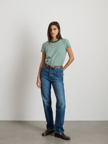 Women | Prospect Tee | Striped Cotton Jersey Green x White