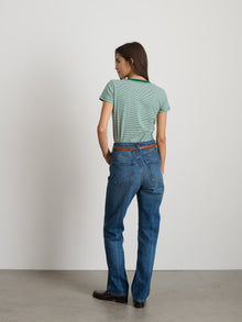 Women | Prospect Tee | Striped Cotton Jersey Green x White