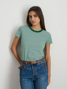 Women | Prospect Tee | Striped Cotton Jersey Green x White