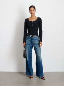 Women | Everyday Ribbed Henley | Black