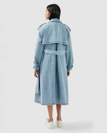 Women | Wild Skies Denim Trench | Stonewash