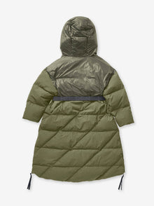 Woman LONG DOWN PUFFER - Stone Green - flat lay - back