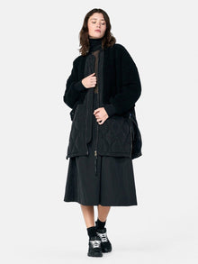 Womens | Long Wool Bomber | Black