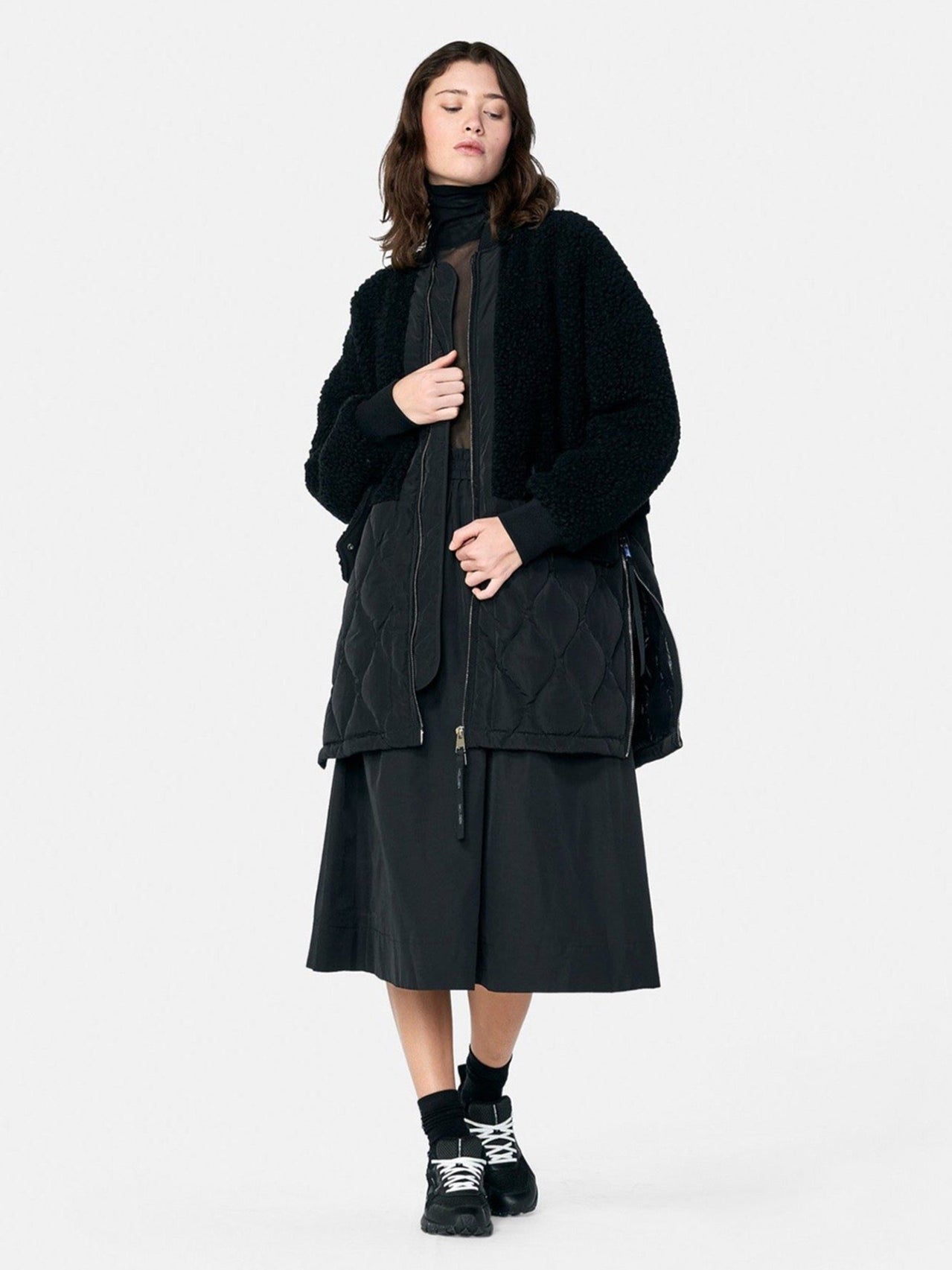 Womens | Long Wool Bomber | Black