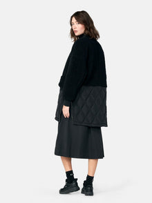 Womens | Long Wool Bomber | Black