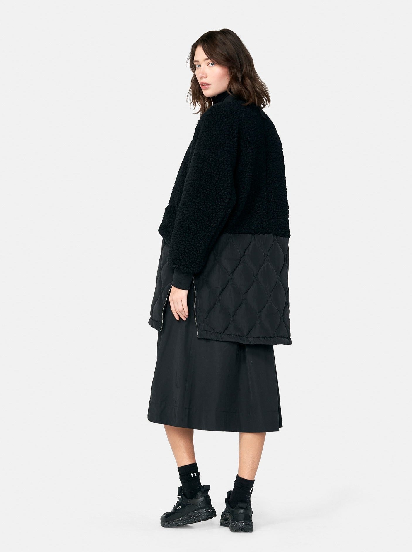 Womens | Long Wool Bomber | Black