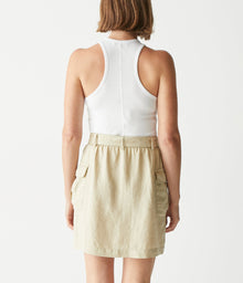 Martina Linen Button Front Skirt | Natural