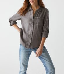 Spencer Linen Button Down Top | Oxide