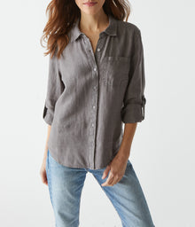 Spencer Linen Button Down Top | Oxide
