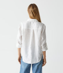 Spencer Linen Button Down Top | White