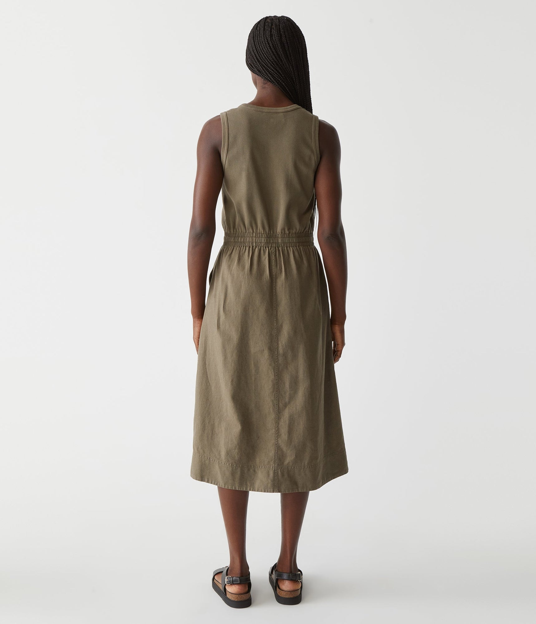 Wilhelmina Mixed Fabric Midi Dress | Camo