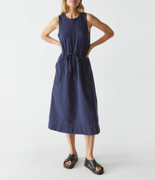 Wilhelmina Mixed Fabric Midi Dress | Nocturnal