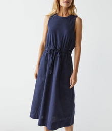 Wilhelmina Mixed Fabric Midi Dress | Nocturnal