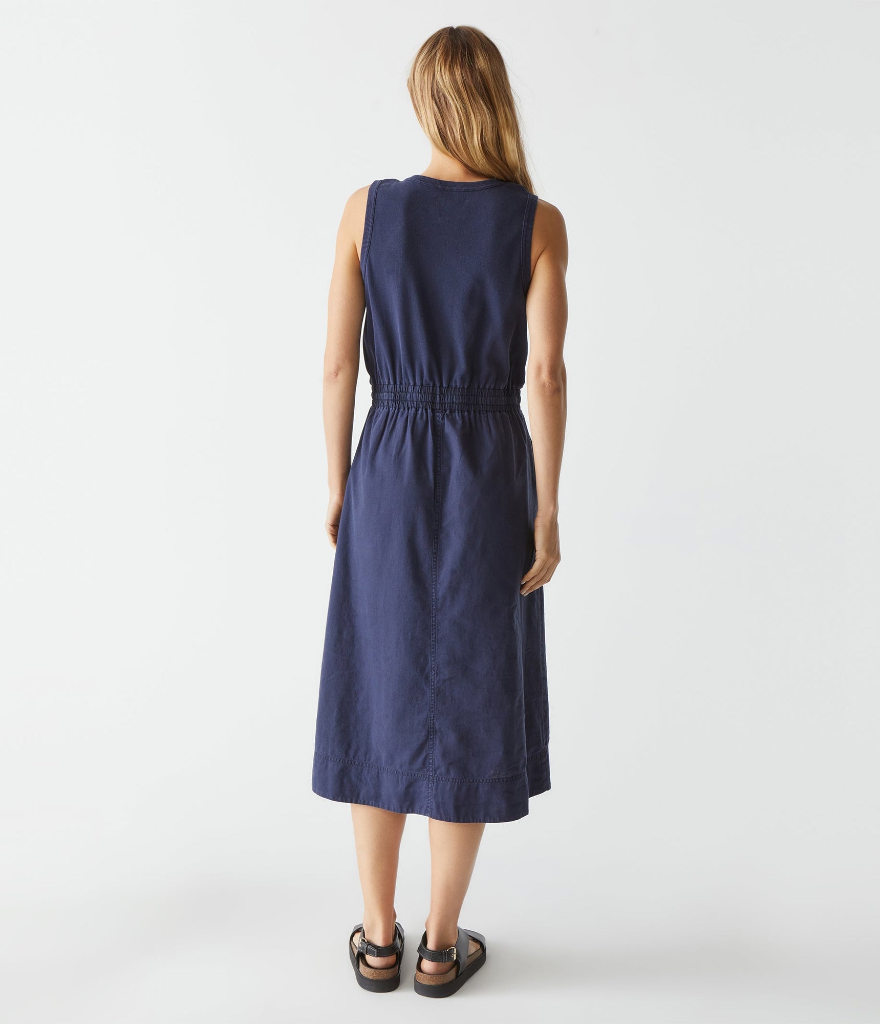 Wilhelmina Mixed Fabric Midi Dress | Nocturnal