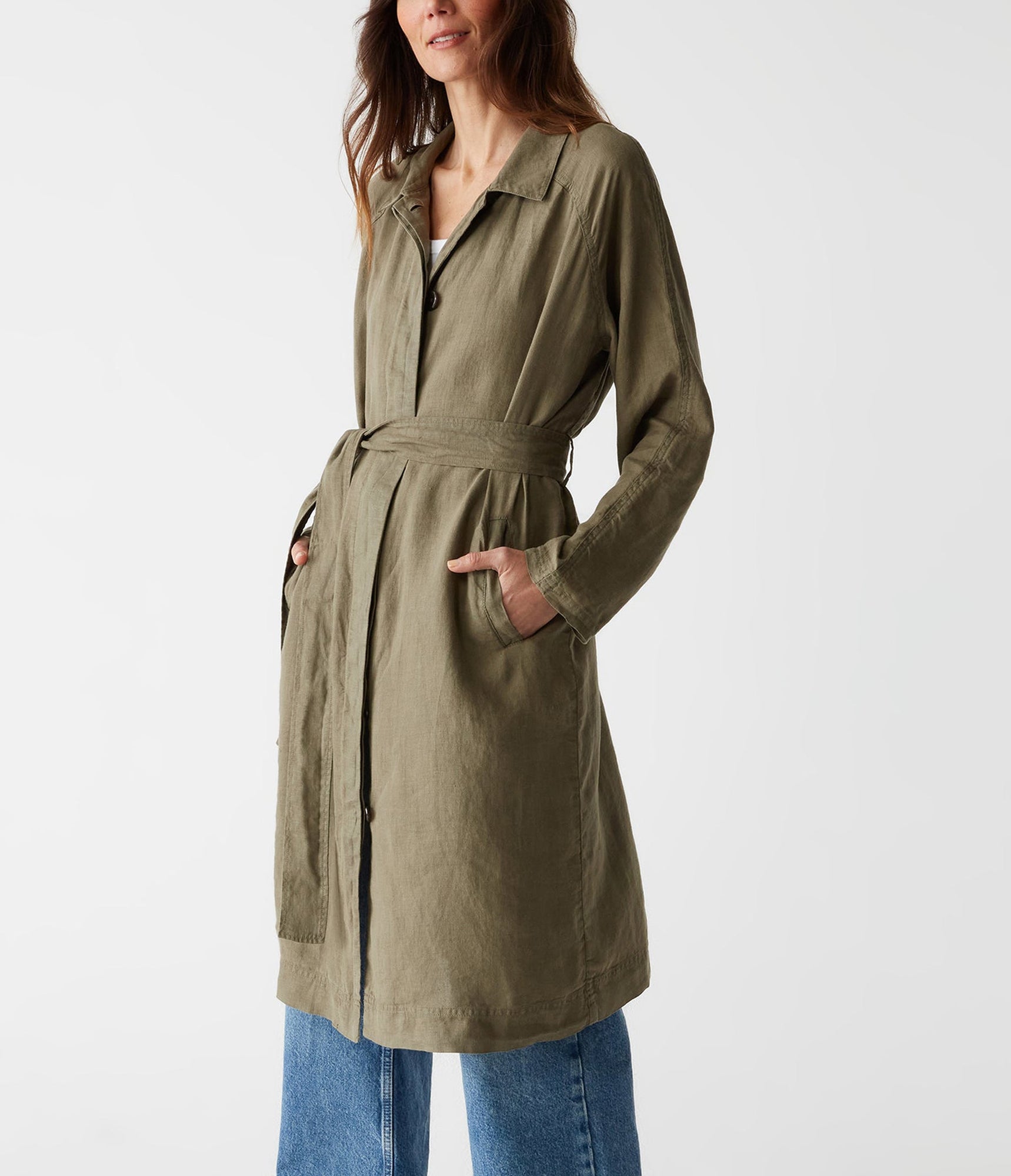 Belinda Linen Coat | Camo