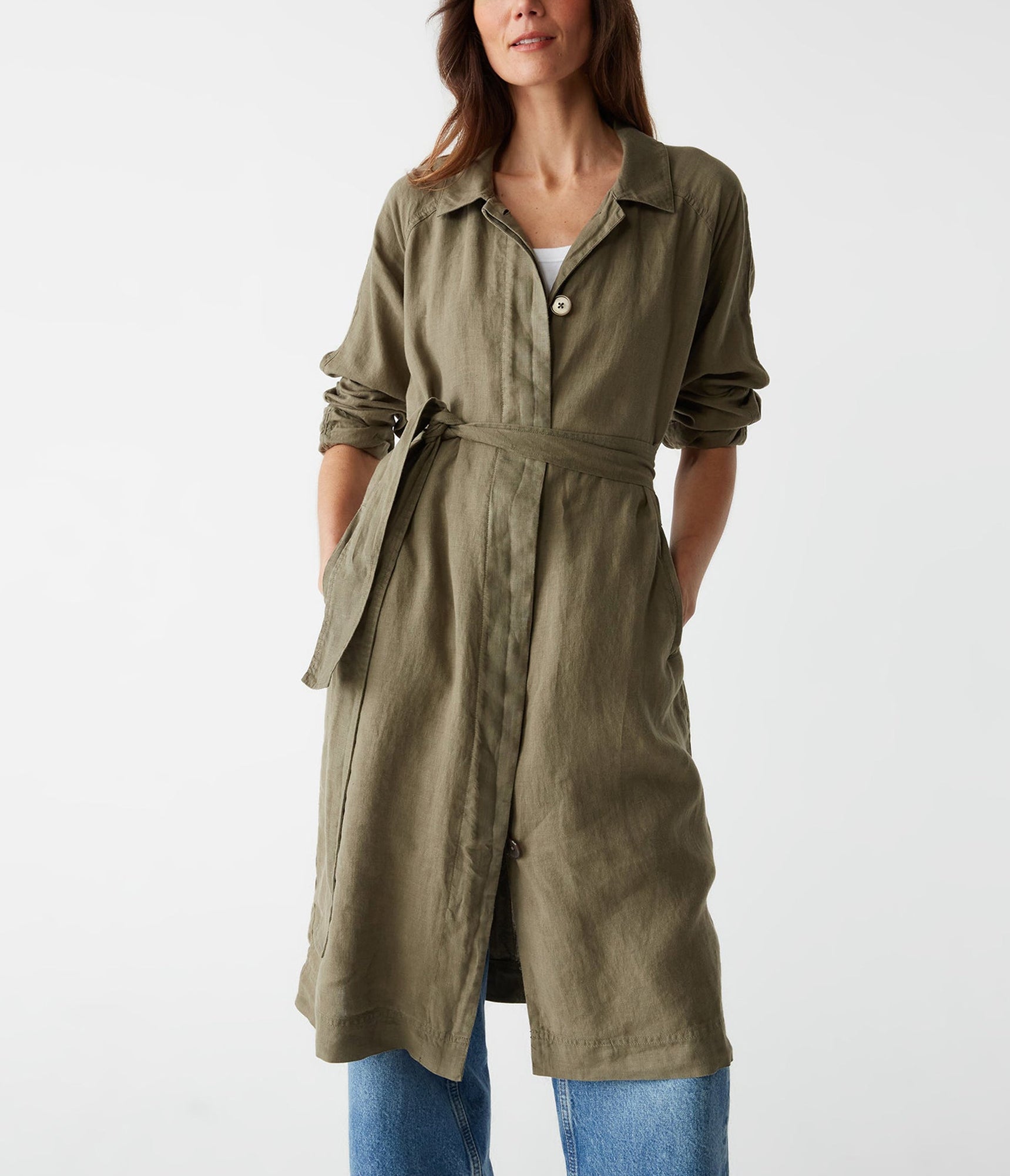 Belinda Linen Coat | Camo