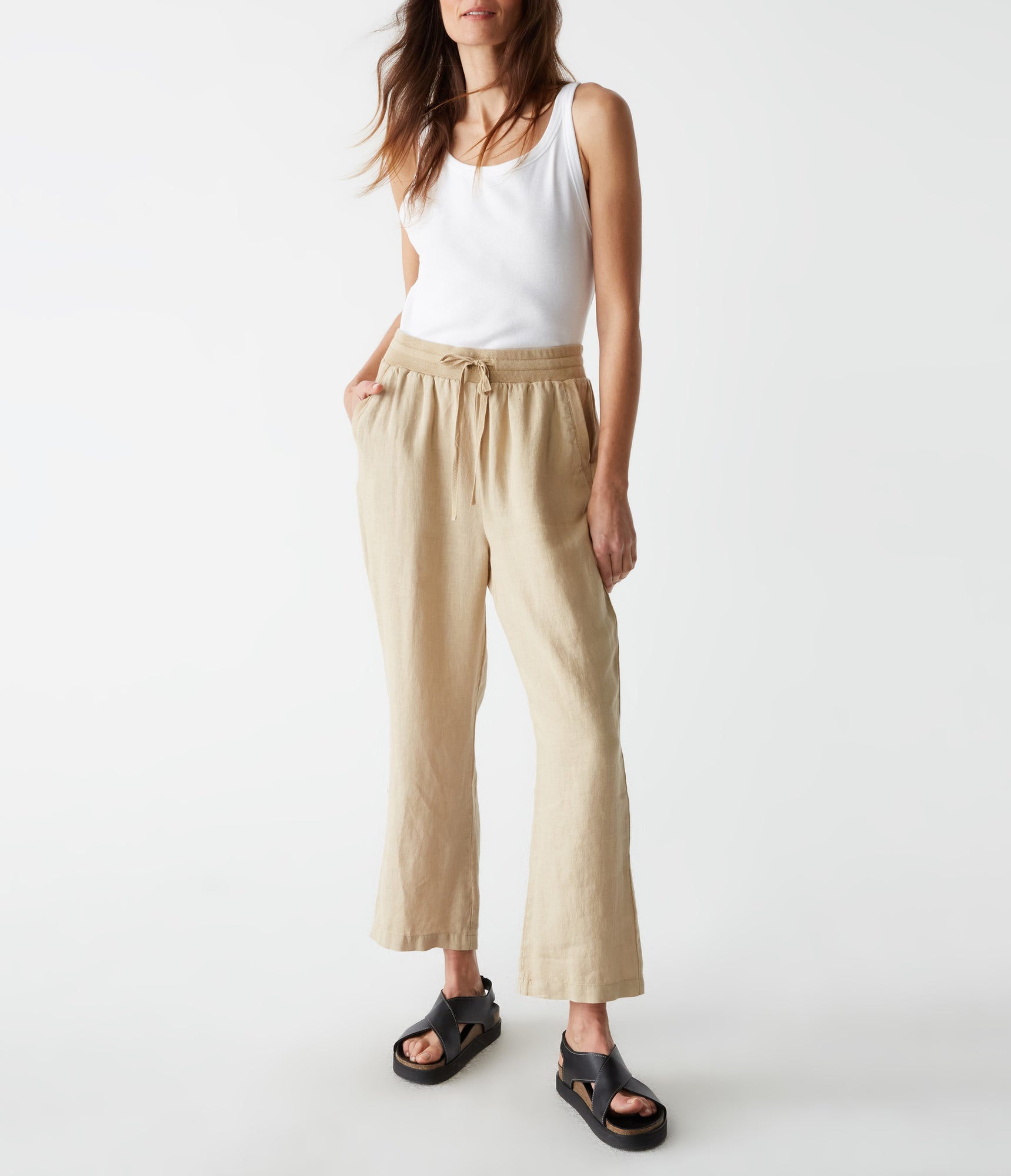 Nolan Pull On Linen Pant | Natural