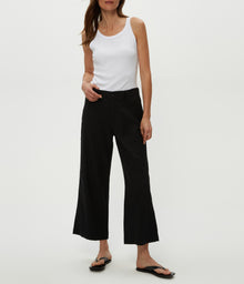 Geraldine Linen Straight Leg Pant | Black