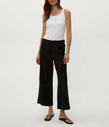 Geraldine Linen Straight Leg Pant | Black