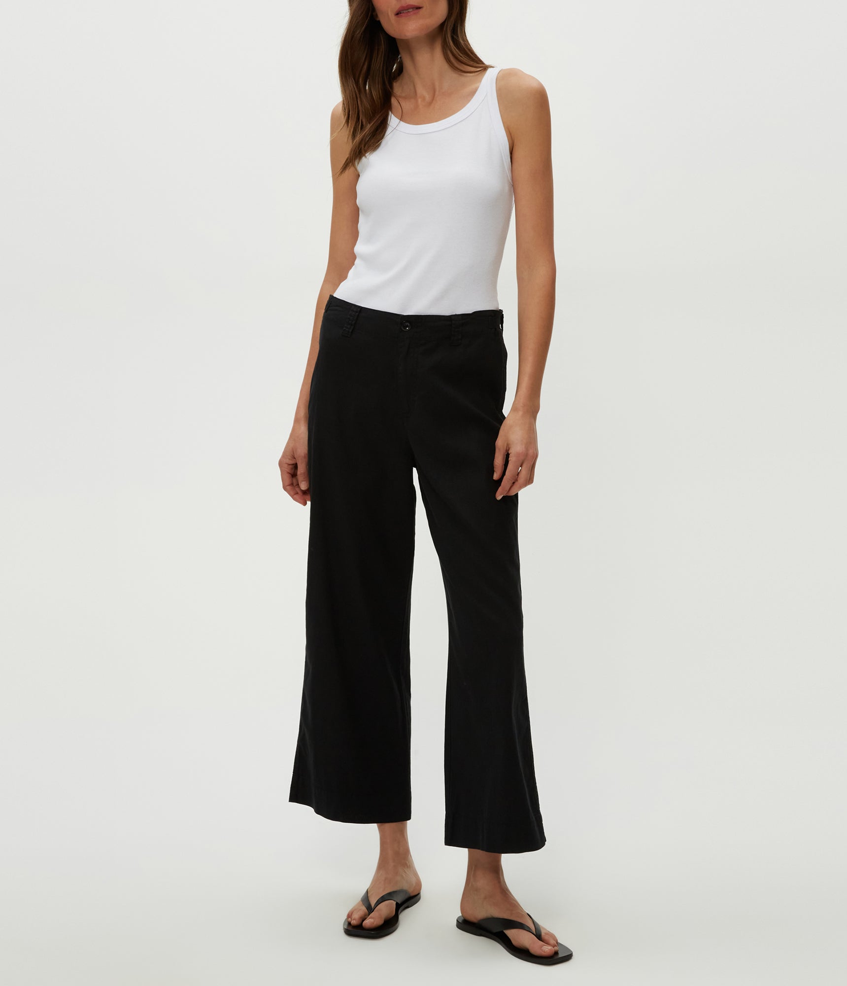 Geraldine Linen Straight Leg Pant | Black