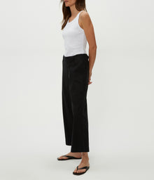 Geraldine Linen Straight Leg Pant | Black