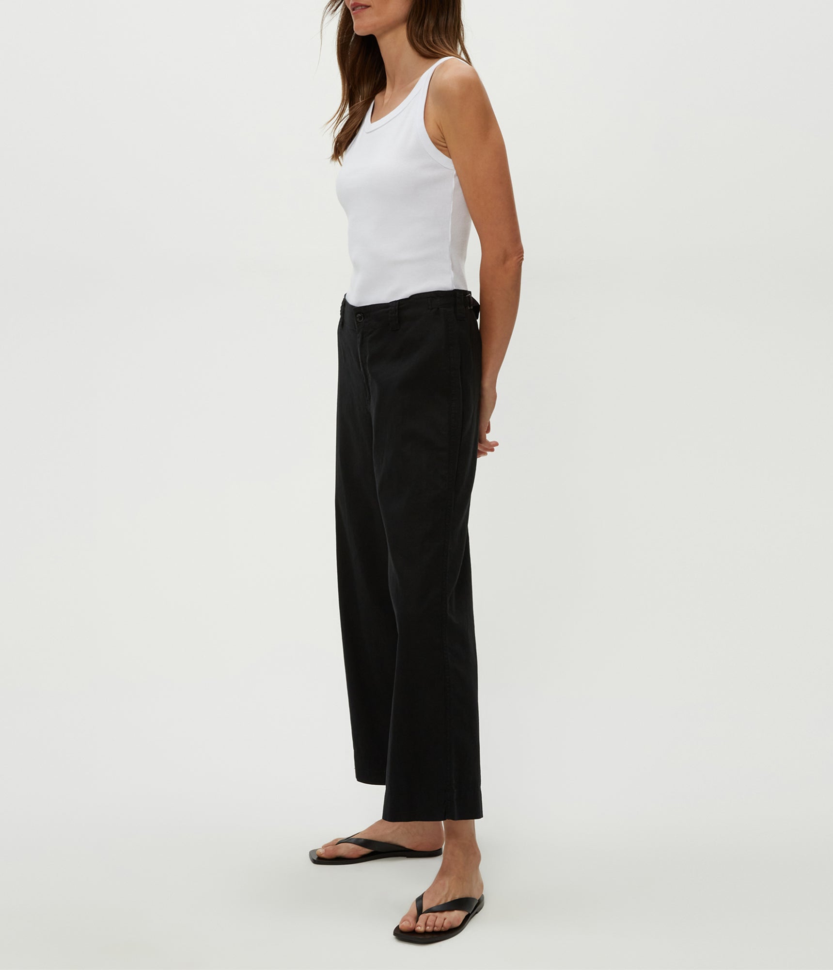 Geraldine Linen Straight Leg Pant | Black