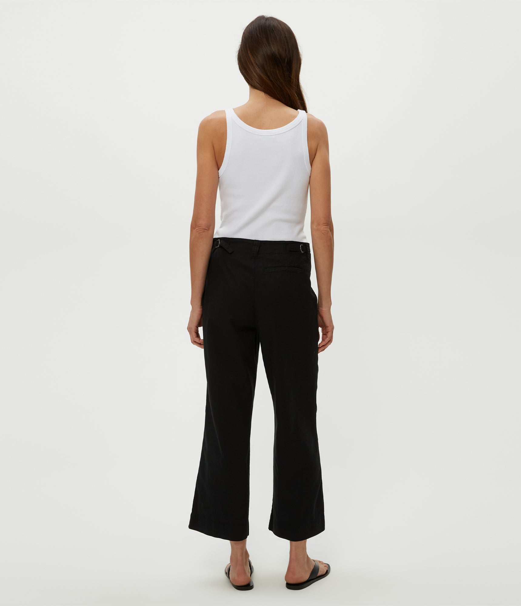Geraldine Linen Straight Leg Pant | Black