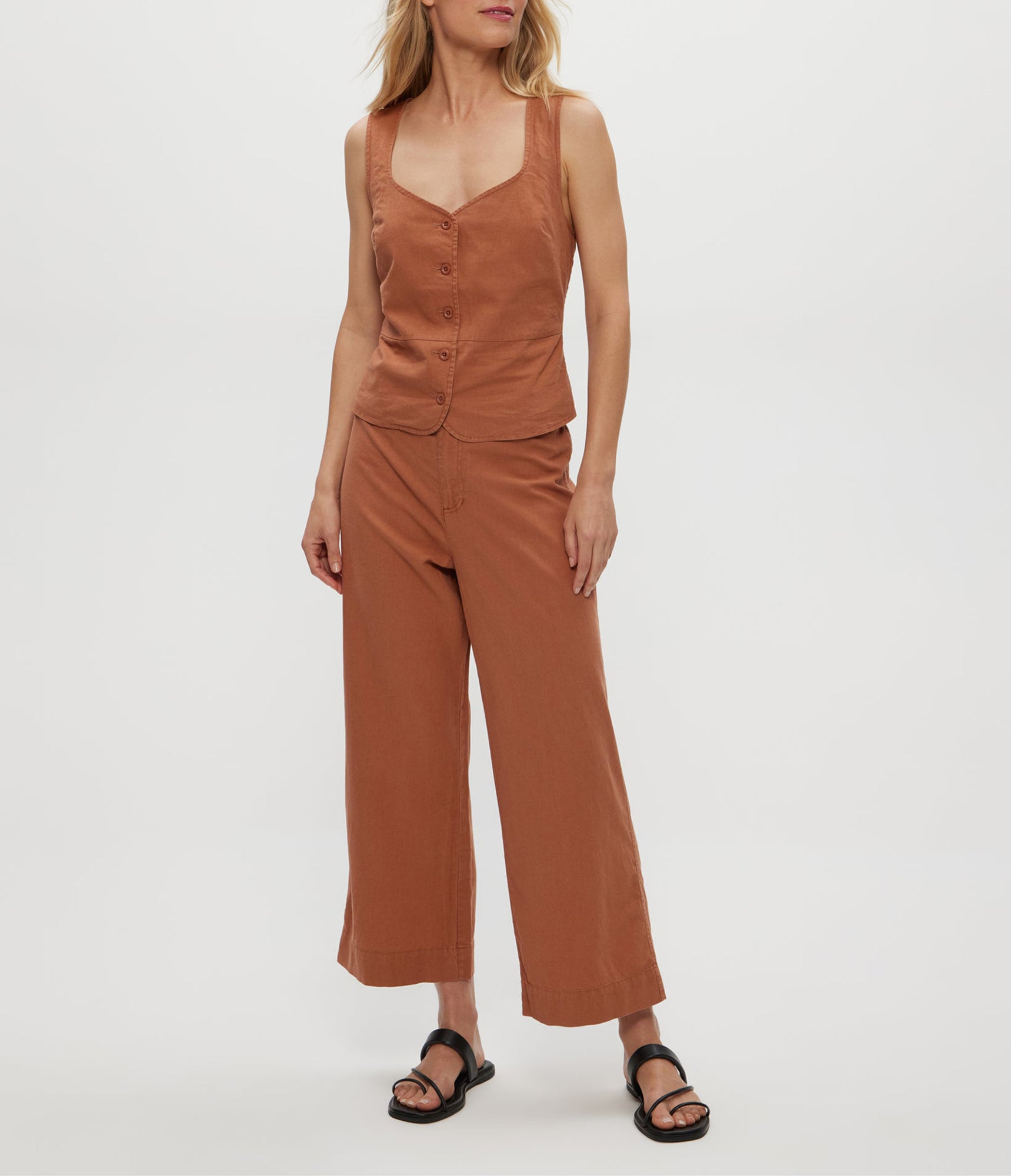 Geraldine Linen Straight Leg Pant | Terra
