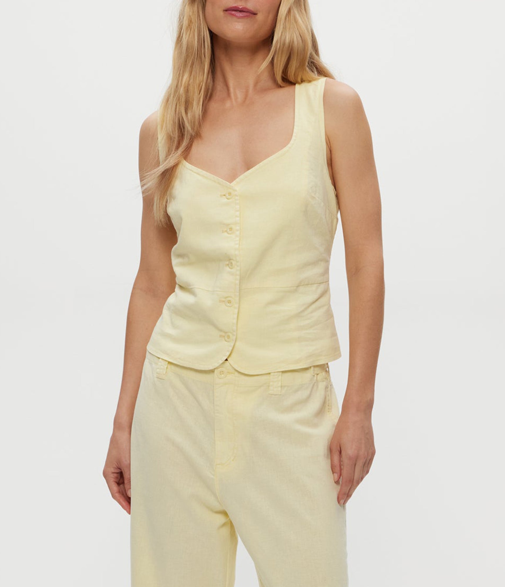 Honey Linen Button Up Vest | Butter