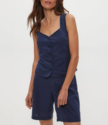 Honey Linen Button Up Vest | Nocturnal