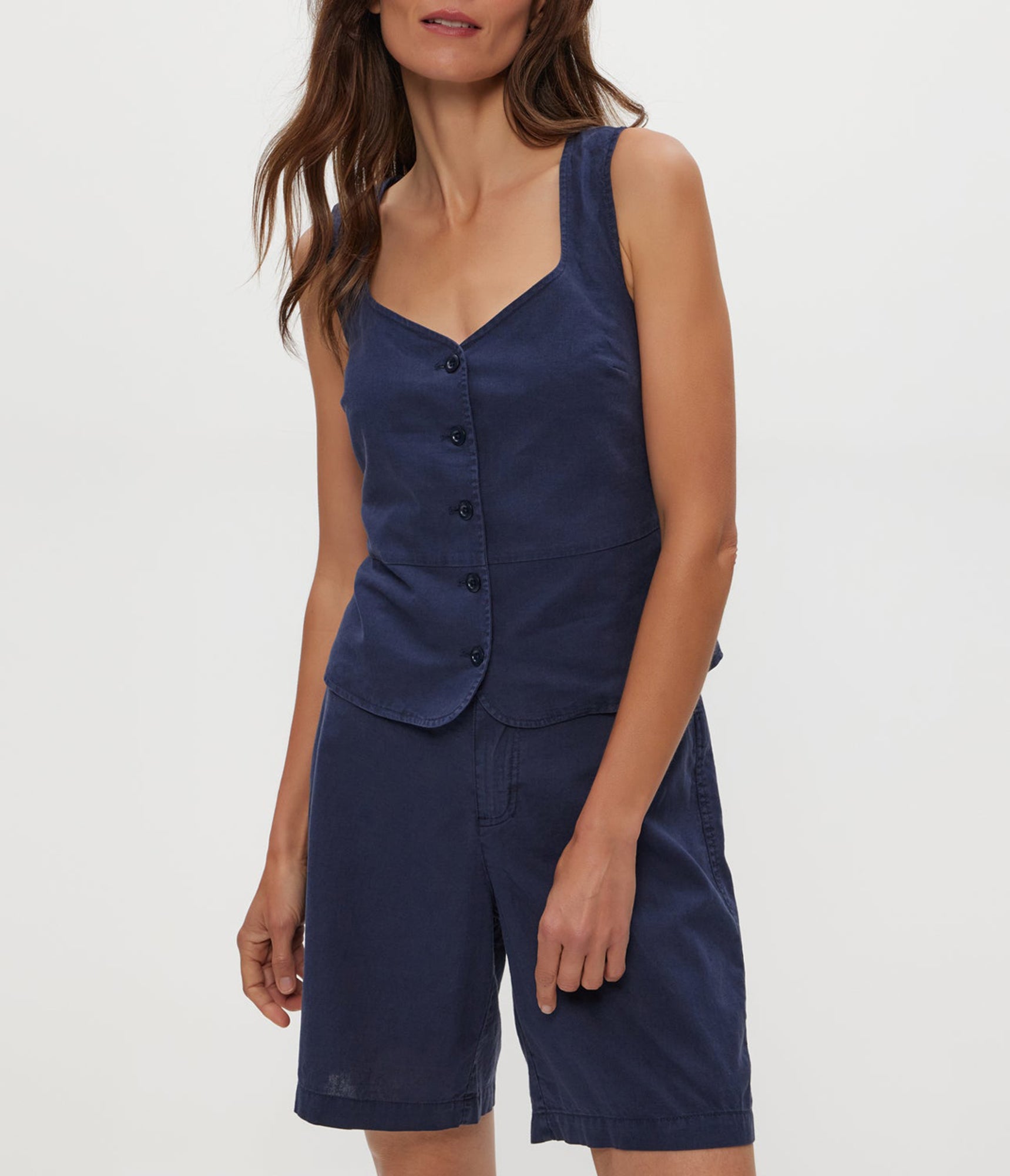 Honey Linen Button Up Vest | Nocturnal