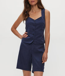 Honey Linen Button Up Vest | Nocturnal