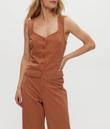Honey Linen Button Up Vest | Terra