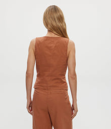 Honey Linen Button Up Vest | Terra