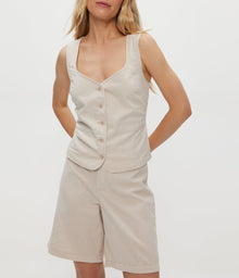 Honey Linen Button Up Vest | Windchime