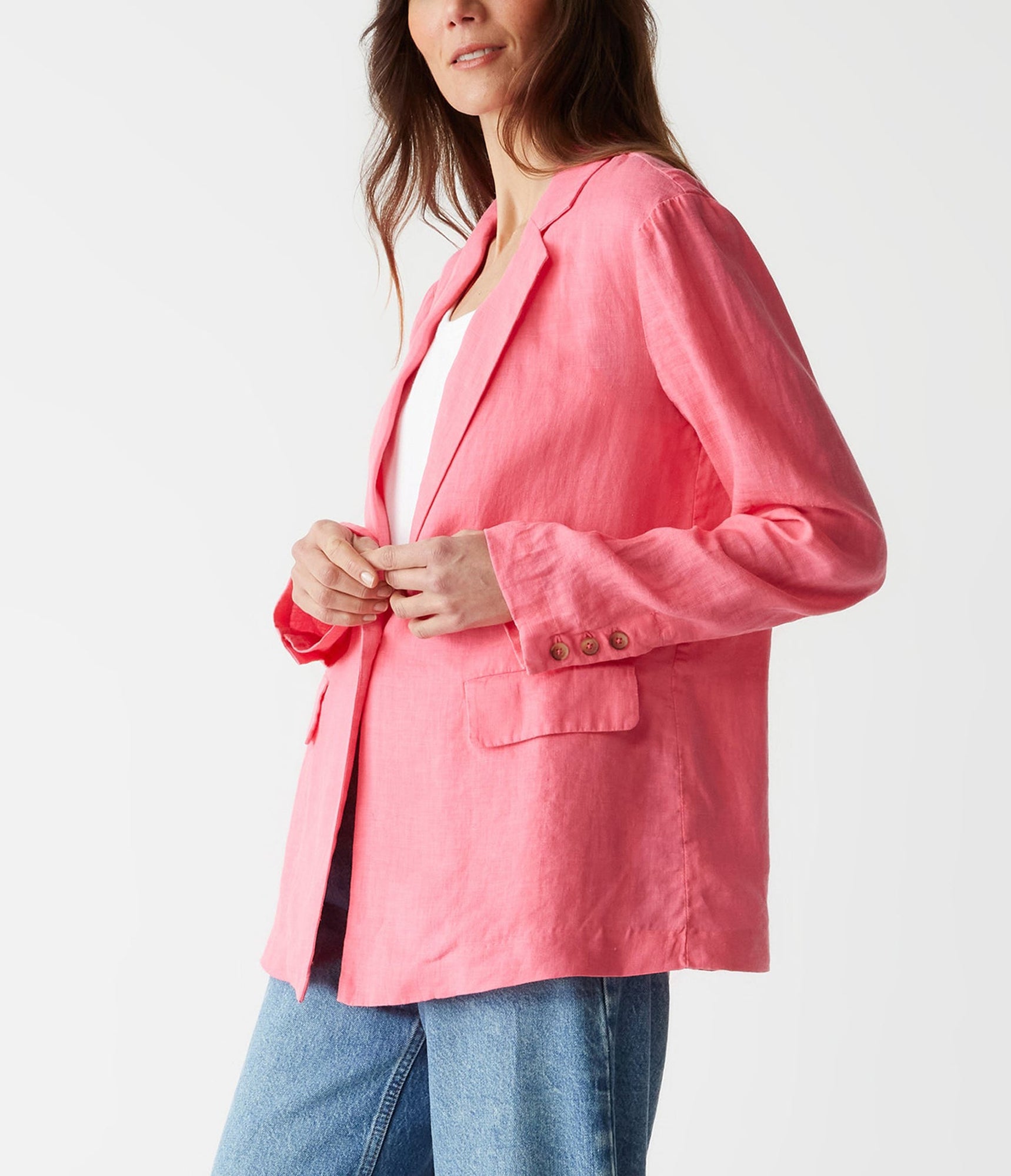 Lottie Linen Blazer | Flamingo