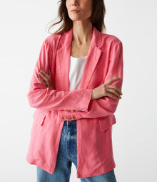Lottie Linen Blazer | Flamingo