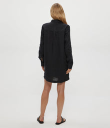 Eleanor Linen Shirt Dress | Black