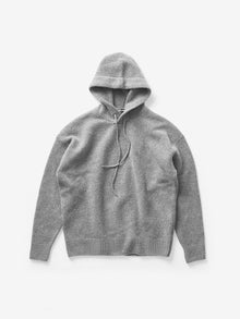 Woman WOOL KNIT HOODIE - Heather Gray - flat lay - front