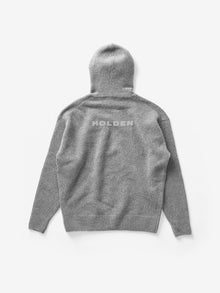 Woman WOOL KNIT HOODIE - Heather Gray - flat lay - back
